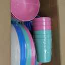 LIYH 48 Pcs Beige Plastic Wheat Straw Dinnerware Set - Reusable Plates and Bowls Sets,Unbreakable Plates Dishes Bowl Cup Outdoor Camper Dish Set for 12