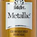 FolkArt K658 Paint Acrylic Metallic, 2 Fl Oz (Pack of 1), Antique Gold