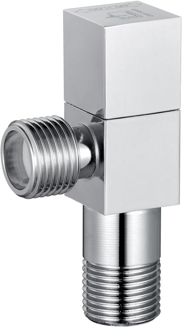 SUBMARINE Brass Angle Stop Valve, 1/2'' Inlet and Outlet Caliber, 1/4 Turn Shut Off Valve, With 3/8'' Adapter, Suitable for Kitchen, Bathroom and Toilet (Chrome Plating)