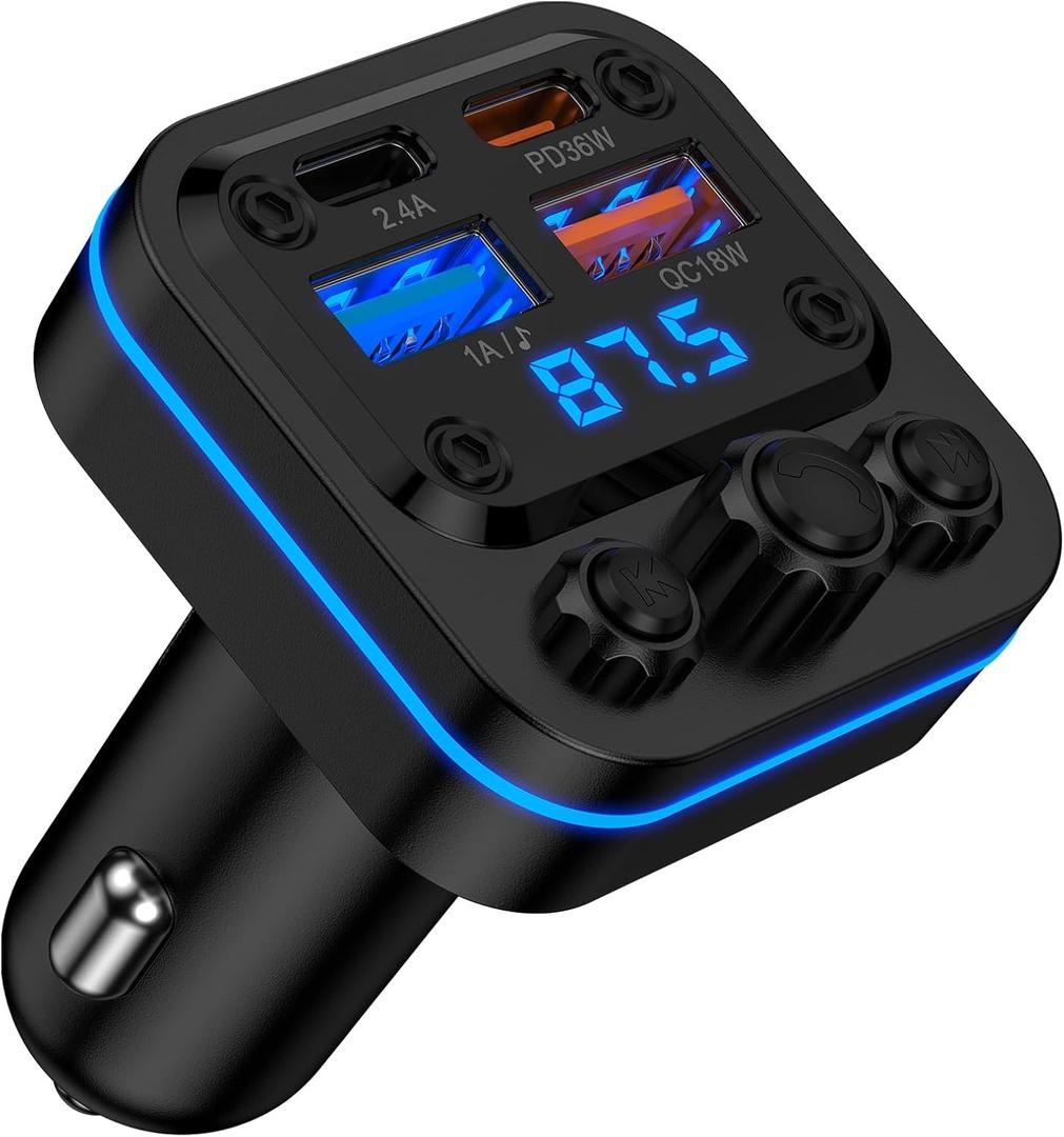 Bluetooth Fm Transmitter for Car, Fast Charging, Blue Tooth 5.4 Car Charger