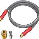 Heliwoo Pressure Washer Whip Hose 10FT, 3/8'' Hose Reel Connector for Power Washer, 248°F Hot Water Jumper with 3/8'' Quick Connect Adapter Set, Steel-Braided-4800 PSI