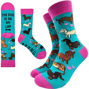 Dog Lover Novelty Funny Breathable Printed Cotton Socks, Unisex Cozy Knitted Crew Socks, Gifts for Dog Owner Mom, Friend Bestie Coworker BBF, Mothers Day Mom Gifts