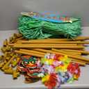 Yinder 33 Pcs Tiki Bar Hut Party Decoration Kit Hawaiian Hut Bar Garland Tropical Grass Table Skirt Palm Leaves Luau Paper Masks Tiki Bar Party Decor(Green)