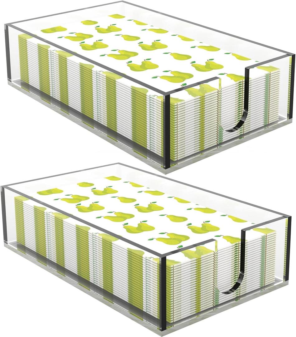 Rubtlamp 2Pcs Acrylic Napkin Holder Bathroom - 0.2Inch Thickness Acrylic Guest Towel Napkin Holder - Hand Towel Tray for Kitchen, Parties, Weddings, Party, Hotel, Restaurant (Clear, 9X5.5X2.5)