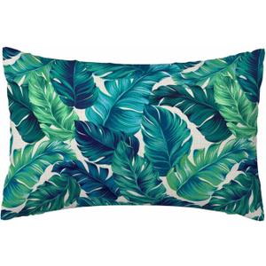 Axzaz Palm Leaves Pillow Case Realistic Tropical Leaf Soft & Breathable Pillow Cover with Envelope Closure Pillowcase Turquoise Green Standard Size 20" X 26"