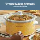 West Bend 4-Quart Manual Slow Cooker with 3 Cooking Settings, Dishwasher-Safe Ceramic and Glass Lid, 210 Watts, Yellow