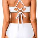 Holipick Women High Waisted Bikini Set Two Piece Swimsuits Push up Wrap Swim Suits Top Tummy Control Bathing Suit (White, XL)