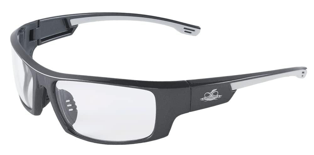 Bullhead Safety Dorado Clear Safety Glasses with Performance Fog Technology, ANSI Z87+, Polycarbonate Protective Eyewear with UV Light Protection and Anti-Scratch Coating, Shiny Pearl Gray Frame