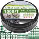 1000 ft 5/8 Inch Drip Tape Irrigation Kit Drip Tape 8 Mil 8" Spacing Hose Garden Watering Tubing System Automatic Irrigation Equipment for Plant, Landscape, Yard, Lawn and Farm