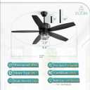 Fanbulous 52" Outdoor Ceiling Fans with Lights and Remote Control,IP65 Wet Rated Waterproof Ceiling Fan with 6-Speed DC Motor, Farmhouse Gazebo Fan for Porch Patios PavilionBlack