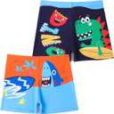 Boys Swim Trunks Kids Quick Dry Swim Shorts Toddler Boys Swimming Boxer Briefs 2 Pack (3-4T)