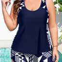 Women's Plus Size Tankini Swimsuit with Pockets Tummy Control Bathing Suits | Modest Top with Removable Padded,High Waist Swim Shorts with Pockets,2 Piece Athletic Swimwear 2026 for Beach,Pool, Cruise, 26W
