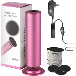 Dermave Electric Foot Callus Remover, Callus Remover for Feet, Foot File Grinder Tool with Speed Controller, Electric Callus Remover with 60pcs Replacement Sandpaper Disk for Women Men, Pink