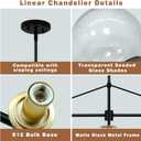 Linear Chandelier for Dining Room 39 Inch Kitchen Island Chandelier Black and Gold Modern 5 Lights Seeded Glass Globe Linear Pendant Light for Farmhouse, Living Room