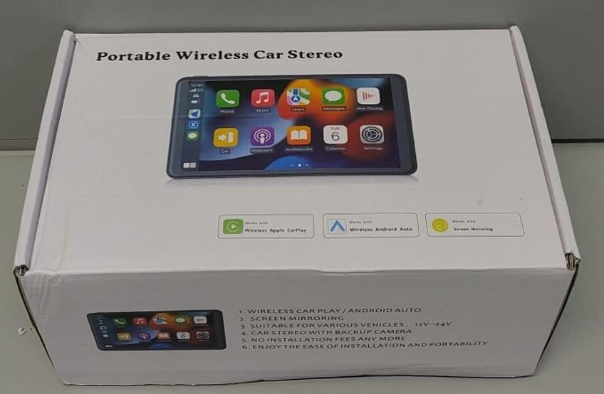 Portable Wireless Car Stereo, 7" Screen, Works with Apple Carplay, Android Auto