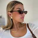 Retro Oval Sunglasses for Women Chic Cat Eye 90s Sunnies Lightweight Narrow Shades Trendy UV protection Sun Glasses (Brown Frame - Brown Lens)