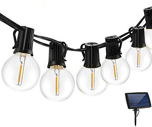 KLED LED Solar String Lights Outdoor 18Ft Waterproof Hanging Lights with 12 Shatterproof Bulbs & 4 Light Modes, Outside Backyard Lights for Patio Market Bistro Porch Cafe Decor