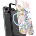 for iPhone 15 Plus Case Cute - Wireless Charging Compatible - Dual-Layer Hard Shell + Silicone Cover - Aesthetic Protective Phone Case for Women - Coquette Italian Summer Collage Coastal