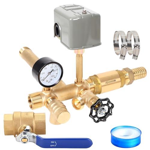 1"x 11"Well Pressure Tank Tee Kit with 40/60psi Pressure Switch,Brass Pressure Tank Installation Kit for Water Well, Fit Most pressure tanks with diameters up to 16 Inch