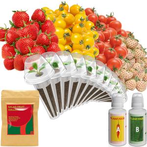 inbloom Strawberry & Tomato Seed Pod Kit for AeroGarden, Ahopegarden, GARDENCUBE, iDoo, MUFGA Hydroponics Growing System, 12-Pods with Heirloom Red/White Strawberry, Red/Golden Cherry Tomato Seeds