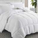 Cosybay Down Alternative Comforter (White, King) - All Season Soft Quilted King Size Bed Comforter - Duvet Insert with Corner Tabs - Winter Summer Warm Fluffy, 102x90 inches