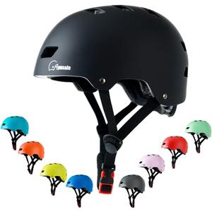 Bike Skateboard Helmet, Adjustable and Multi-Sport for Skate Scooter, 3 Sizes for Adult Youth Kids Toddler (Small, Black)