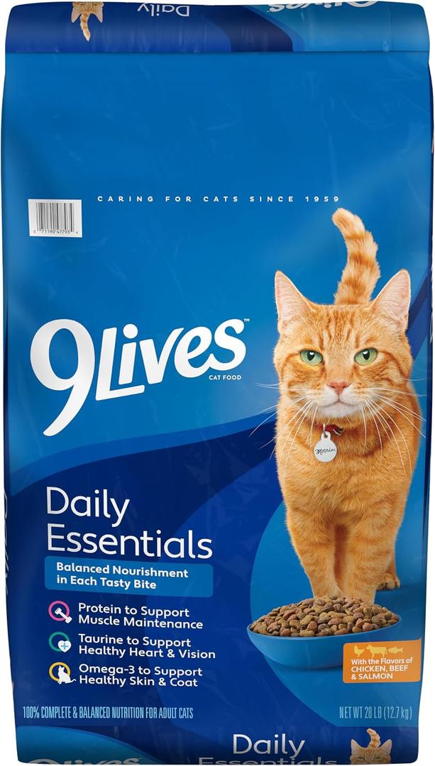 9Lives Daily Essentials Dry Cat Food, 28 Pound Bag (EXP 10/23/27)