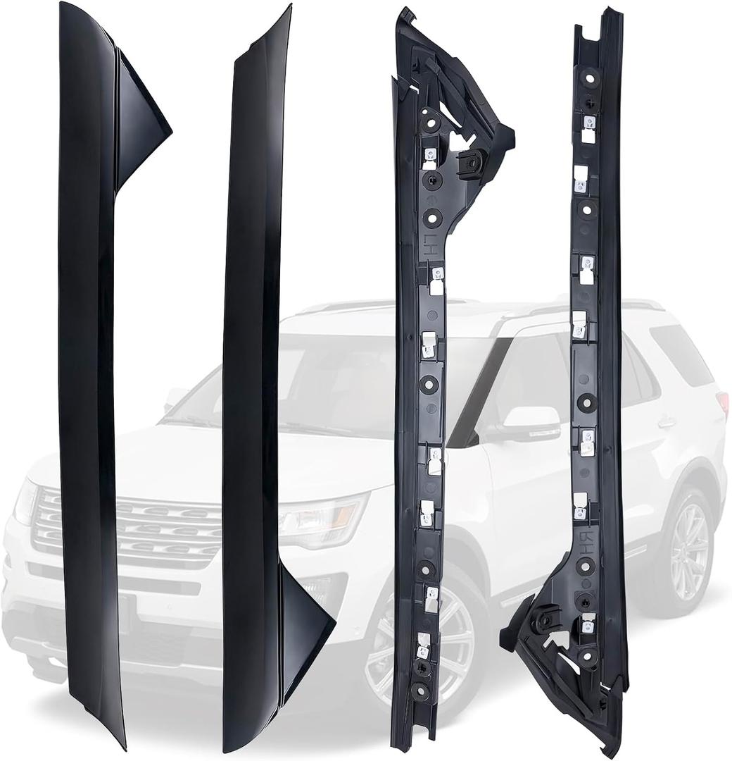 Windshield Trim Molding A-Pillar Fit for Ford Explorer 2011-2019 Window Trim, Replaces 926-450, 926-451, BB5Z7803137AA, BB5Z7803145AA, BB5Z7803136AA, BB5Z7803144AA (Left, Right, Outer, Inner, 4 Pack)