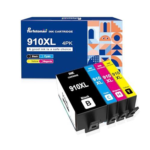 910XL Ink Cartridges Replacement for HP 910 910XL Ink Cartridges Combo Pack Compatible with HP OfficeJet 8010 8015 8018 8022 OfficeJet Pro 8020 8025 8028 8035 Printer(Black Cyan Yellow Magenta)