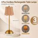 4 Pcs Cordless Table Lamp Rechargeable Touch Lamp Gold Woven