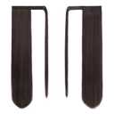 BARSDAR Chocolate Brown Straight Wrap Ponytail Extension - 26 Inch Long Straight Wrap Around Ponytail Hair Extensions for Women, Synthetic Clip in Brown Pony Tails Hairpieces Daily