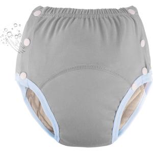 WEEOATAR Unisex Adult Cloth Diaper,Incontinence Cloth Diaper,Swim Nappie,Reusable,Washable and Adjustable with Snaps,Underwear for Seniors,Disability,Postpartum Waist: 22.0-35.4in(Grey,XL)