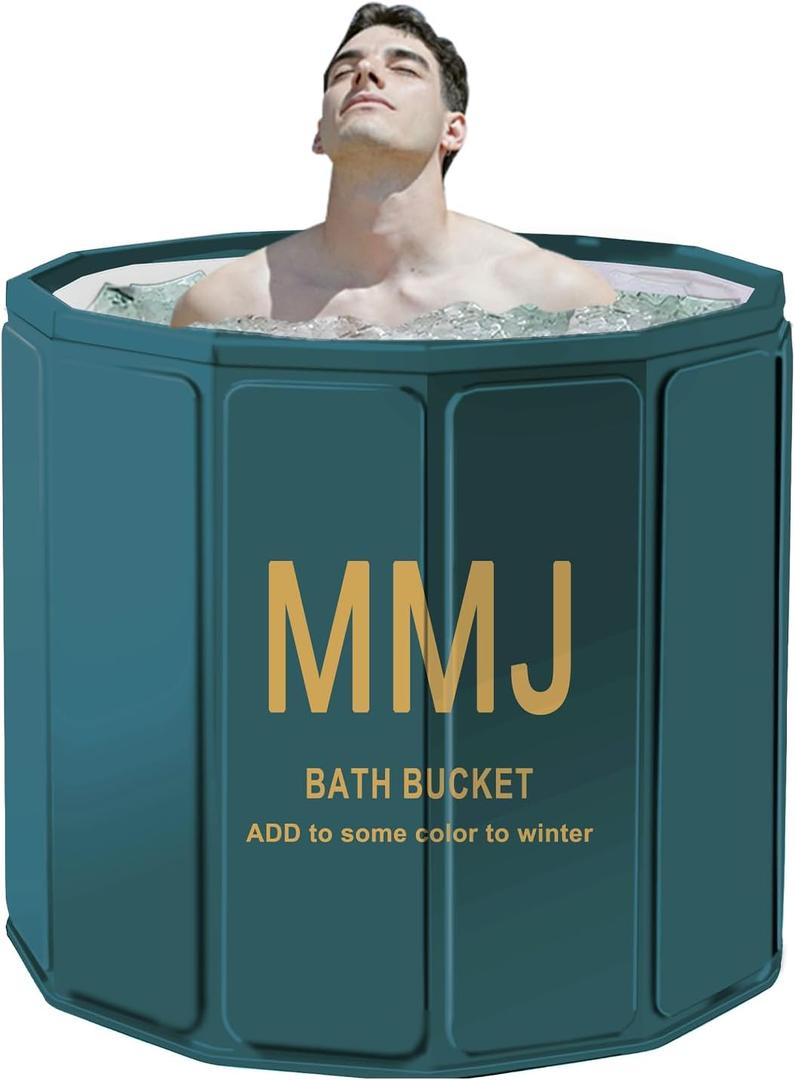 Portable Bathtub for Adults, Easy to Assemble Collapsible Bathtub 31.5"L x 26", Suitable for Travel, Camping and Outdoor Activities (Green, L)