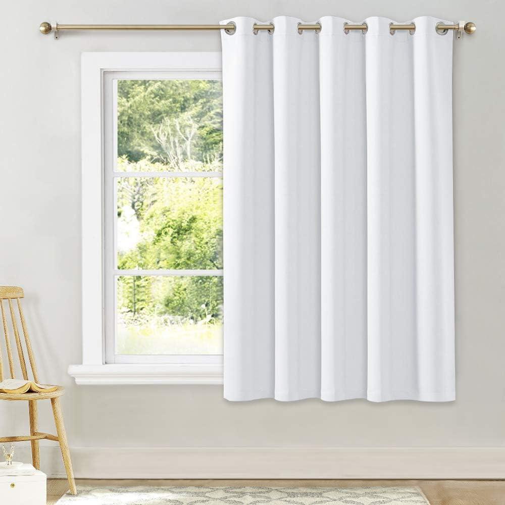 NICETOWN Window Curtain for Bedroom - (Pure White Color) 70 inches Width x 63 inches Length, 1 Panel, Window Treatment Grommet Kitchen Drape for Doors
