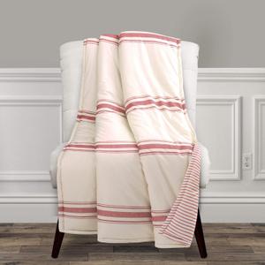 Lush Decor Throw Blanket Farmhouse Stripe, 60" x 50", Red