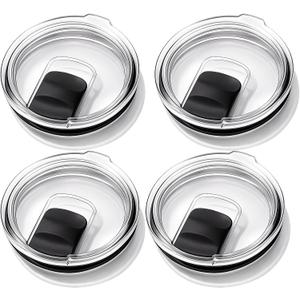 4 Pack Tumbler Lids Compatible with 20oz Yeti Rambler, 16oz Pints, 10oz/24oz Mugs, 10oz Lowball  Spill Proof Magnetic Slider Lid Replacement, Clear BPA-Free Cup Cover