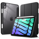 JETech Case for iPad mini (A17 Pro, 2024 Model, 7th Generation) / mini 6 (2021 Model, 6th Generation) with Pencil Holder, Clear Back Shell Stand Shockproof Tablet Cover, Auto Wake/Sleep (Black)
