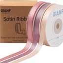 Dusty Rose Double Face Satin Ribbon 3/8 Inch x 45 Yards Champagne Pink/Rose Gold/Mauve Fabric Ribbon for Gift Wrapping, Flower Bouquets, Bows Making, Wedding Decor (3 Rolls *15Yd)