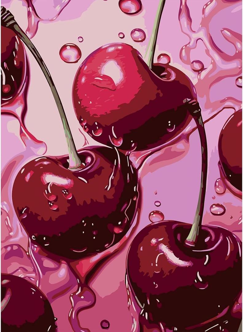 3 x AIBOERL Cherry Diamond Art Kits for Adults,Cherry 5D Diamond Painting Kits for Adults Beginners,DIY Full Round Drill Diamond Dot Painting Gem Art Kits for Adult, Home Wall Decor 12x16Inch