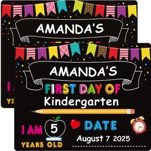 PETCEE First Day of School Board Sign - 9"x 12" Double Sided Reusable and Erasable 1st First & Last Day of Preschool Pre-K Chalkboard Sign Photo Prop Gift Back to School Supplies for Kids Son Daughter