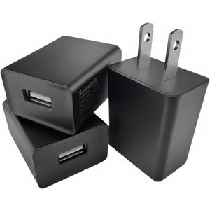 5V1A USB Charger Block for Wall Outlet (UL Certified, Black, 3pcs), 5W Power Adapter Plug for Cell Phones, Tablets, Earphones, Power Banks, Smart Wearables, Toys and More Electronic Gadgets, Black