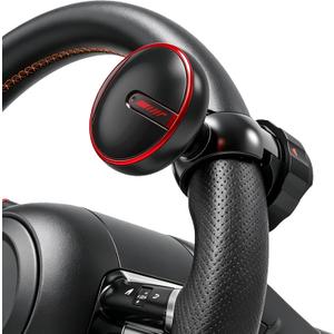 Tool Free Steering Wheel Knob Spinner with Metal Ball Bearing, Quick Install Suicide Knob for Steering Wheel, Steering Wheel Spinner Fits 3.454.9" Car, SUV, Semi Truck, Tractor, Boat (Red, 1 Pack)