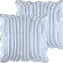 Levtex Home - Martha Stripe - Euro Sham Set of 2 - Stripe - Blue and White - (26x26in.), No Insert - Cotton