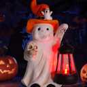 Nacome Halloween Cute Ghost with Solar Lantern: Scary Figurine Spooky Decoration for Garden Outdoor, Holiday, Party, Indoor, Office,Dinner Table - Adorable Gift Ideal Choice