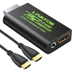 LiNKFOR PS2 to HDMI Converter for Sony PlayStation 2 to HDMI Adapter with 3.5mm Headphone Audio Jack for HDTV Monitor (PS2 to HDMI Converter with 3ft HDMI Cable)