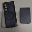 for Samsung Galaxy Z Fold 5 Case[Compatible with MagSafe] Built-in Screen Protector and Hinge Protection, Vintage Matte PU Leather with Magnetic Z Fold 5 Case Phone Cover Protective - Blue