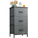 WLIVE Dresser with 3 Drawers, Fabric Nightstand, Organizer Unit, Storage Dresser for Bedroom, Hallway, Entryway, Closets, Sturdy Steel Frame, Wood Top, Easy Pull Handle, Dark Grey