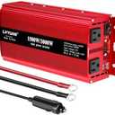 LVYUAN 1500W Inverter Car Power Inverter 12V to 110V for Vehicles with LED Display, US Outlets, USB Ports for Camping Outdoor Car Yacht RV (Red)