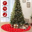 Sayrrame Christmas Tree Skirt, 48 Inch Red Luxury Faux Fur & Silver Sequin Snowflakes, 4ft Xmas Tree Skirt for Holiday Tree Ornaments Christmas Party Home Decorations