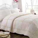 Cozy Line Home Fashions Floral Light Pink True Patchwork 100% Cotton Girl Quilt Bedding Set, Reversible Coverlet Bedspread (Sweet Peach, Twin - 2 Piece)